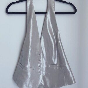 Silver Metallic Halter Vest